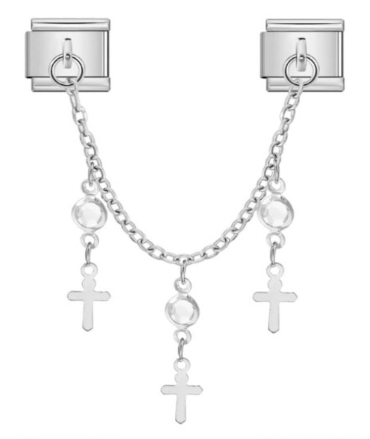 Silver Multi Cross Chain charm