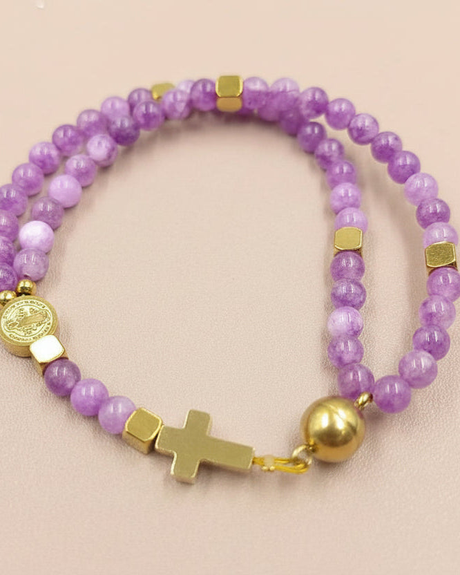 Purple Chalcedony Rosary Bracelet