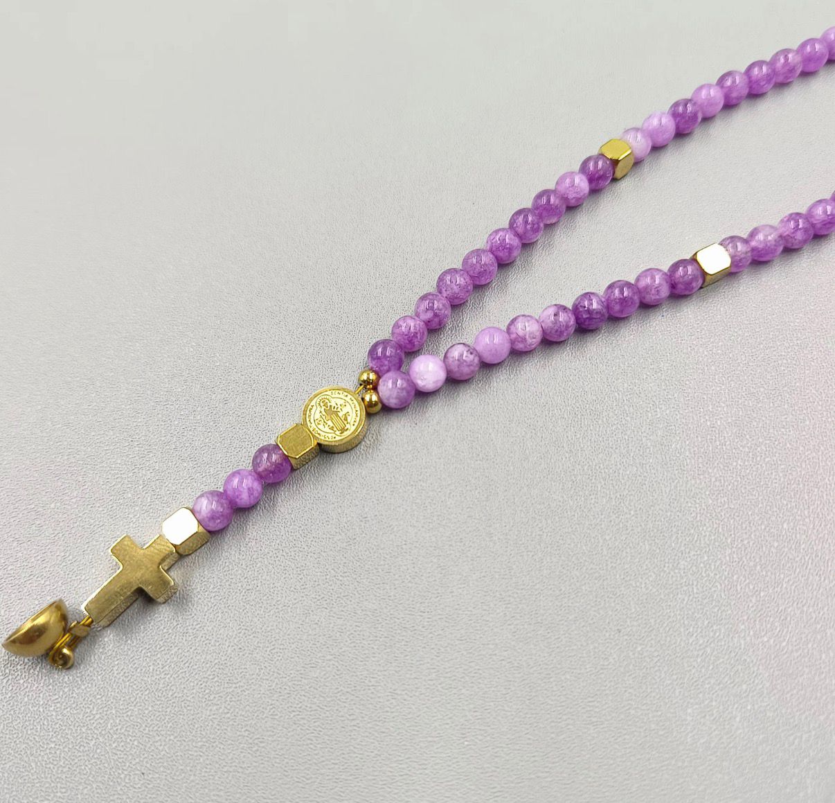 Purple Chalcedony Rosary Bracelet
