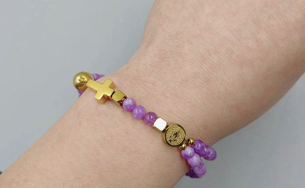 Purple Chalcedony Rosary Bracelet
