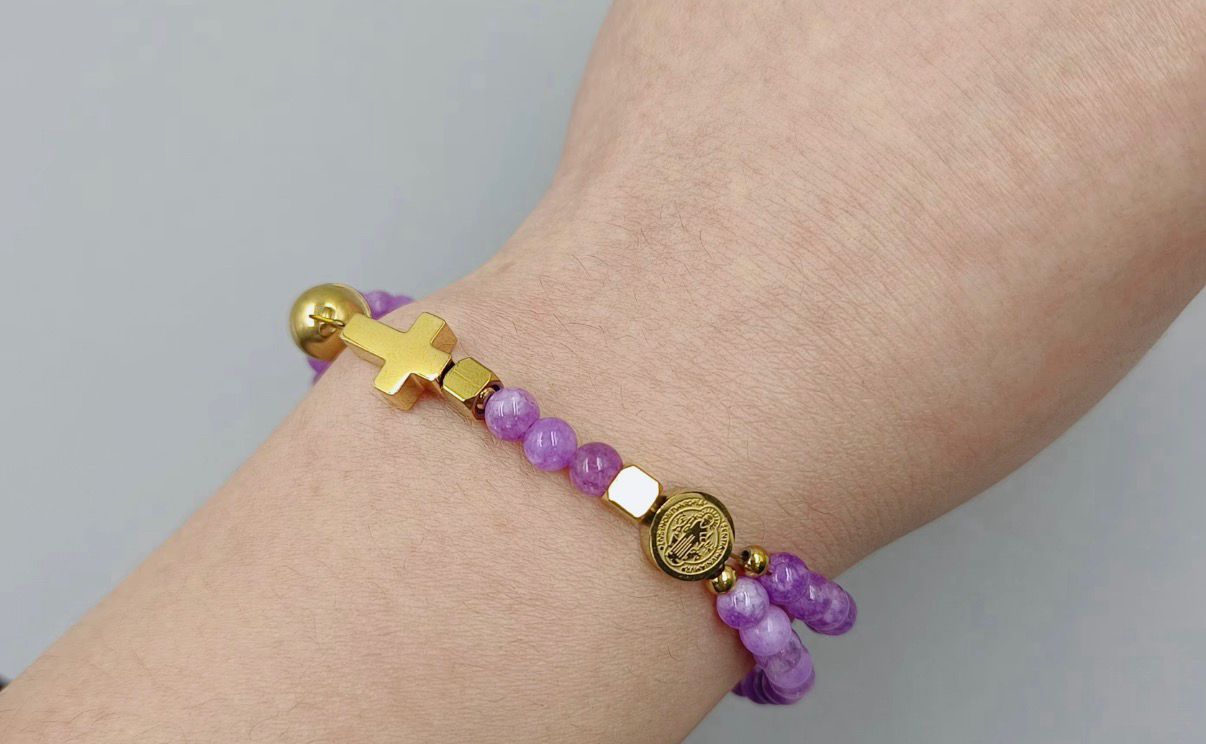 Purple Chalcedony Rosary Bracelet