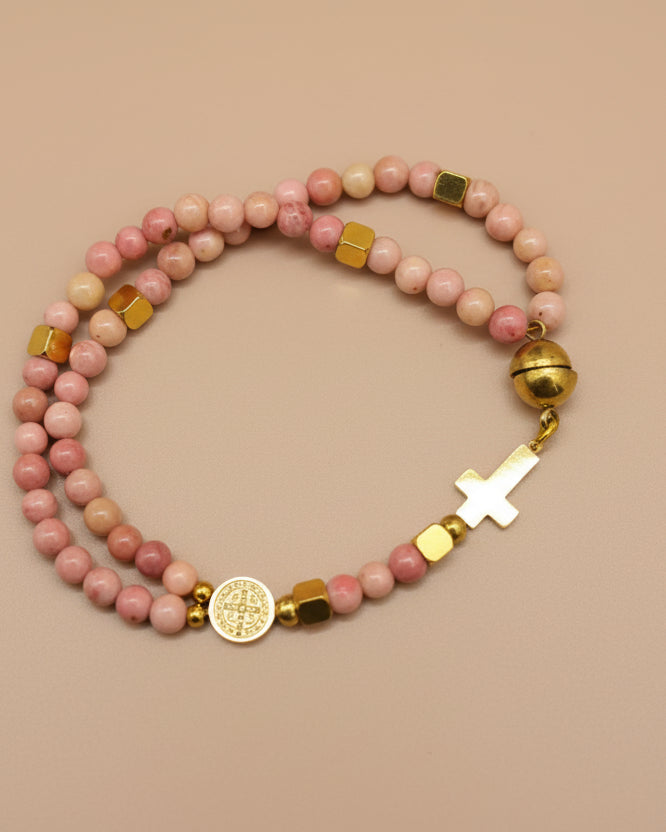 Rhodochrosite Rosary Bracelet