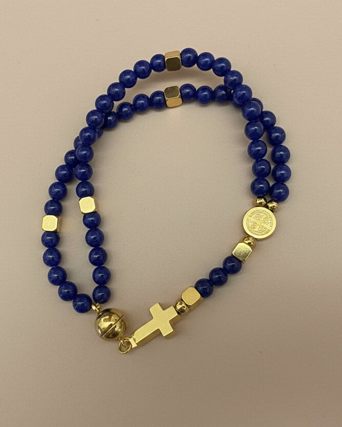 Lapis Lazuli Chalcedony Rosary Bracelet