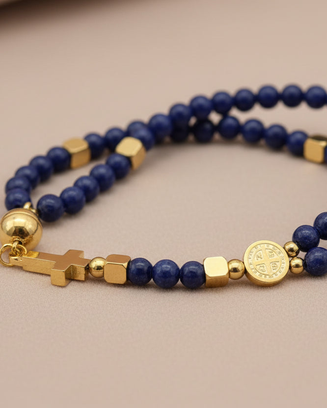 Lapis Lazuli Chalcedony Rosary Bracelet