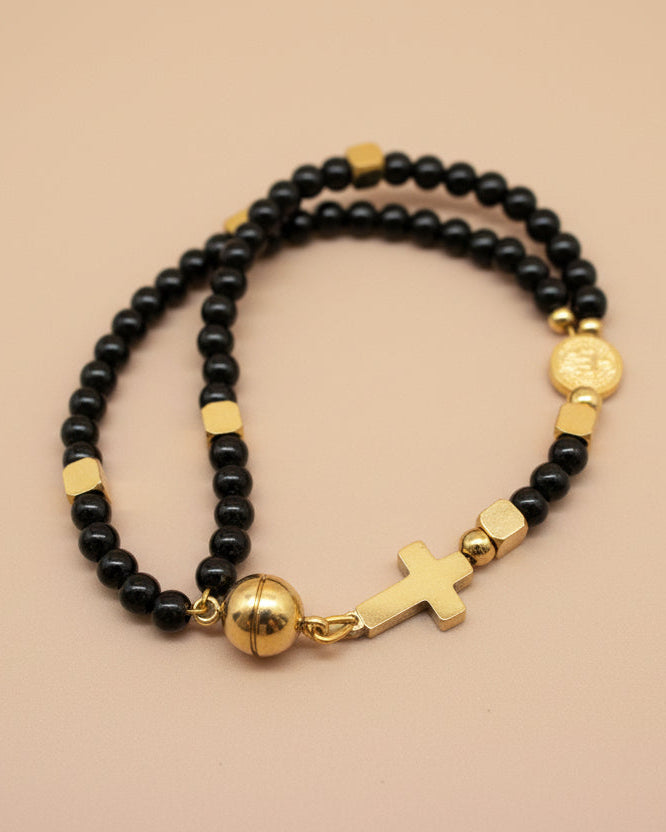 Black agate Rosary Bracelet